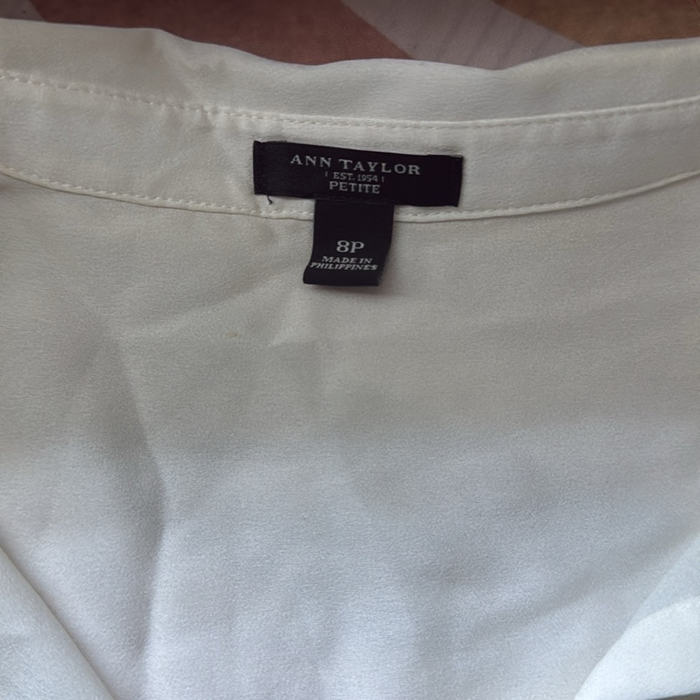 ✨Ann Taylor Color Block Green Blue White Button Down - Picture 5 of 8